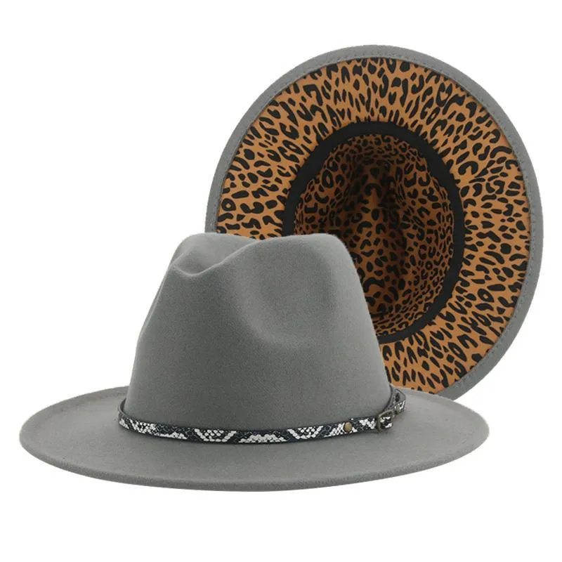 Brede Brav Hoeden voor Vrouwen Fedoras Dames Hat Leopard Patchwork Panama Jazz Caps Mannen Vintage Casual Huwelijk Sombreros de Mujer