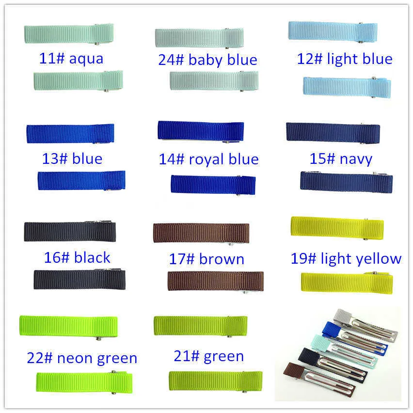 20 Couleurs 50mm Double Prong Alligator Pince À Cheveux Enfants Gros-Grain Ruban Couvert En Épingle À Cheveux Barrettes DIY Cheveux Accessoires 210812