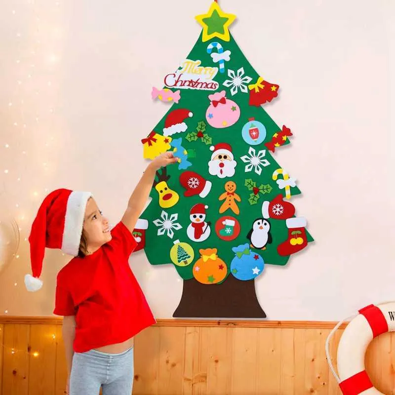 Bambini fai da te Feltro Albero di Natale Buon Natale Decorazioni la casa Ornamenti natalizi Navidad 2022 Anno Regali Albero di Natale 211012