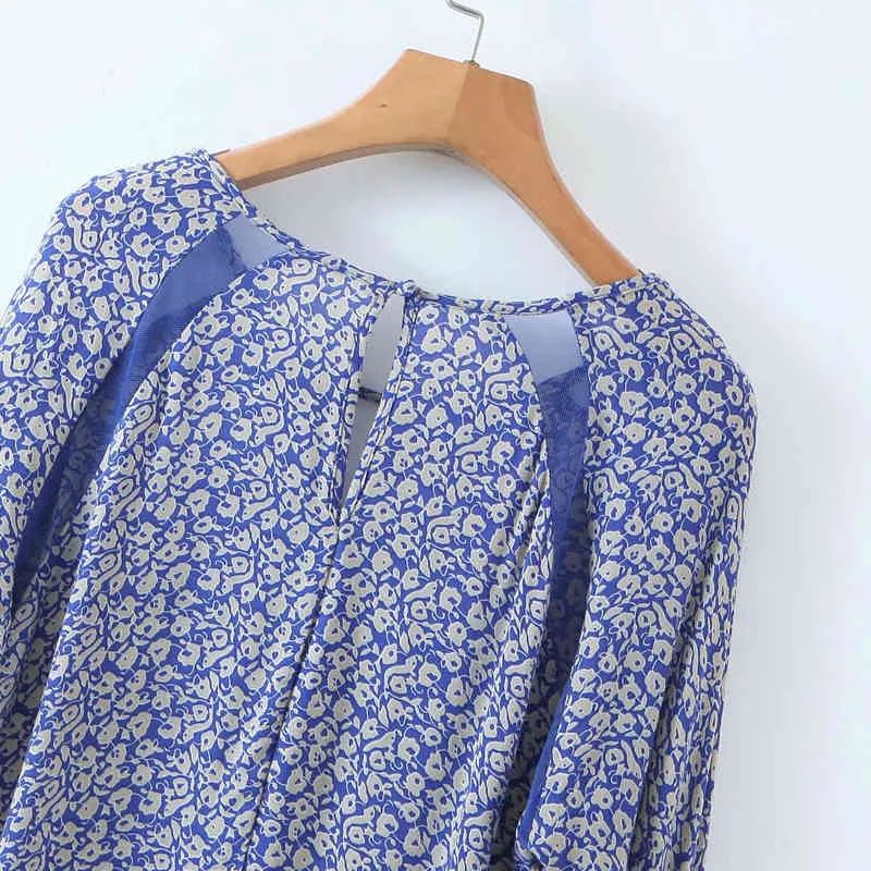 Kadın Yaz Dantel Eklenmiş Bluzlar Gömlek Üstleri Uzun Kollu Baskı O-Boyun Gevşek Kadın Moda Vintage Üst Tunik Blusas 210513