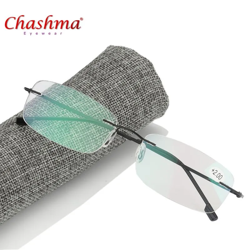 Super Light Folding Flexible Memory Titanium Rimless Reading Glasses Oculos de Grau1 0 1 5 2 0 2 5 3 0 3 5 Solglasögon299H