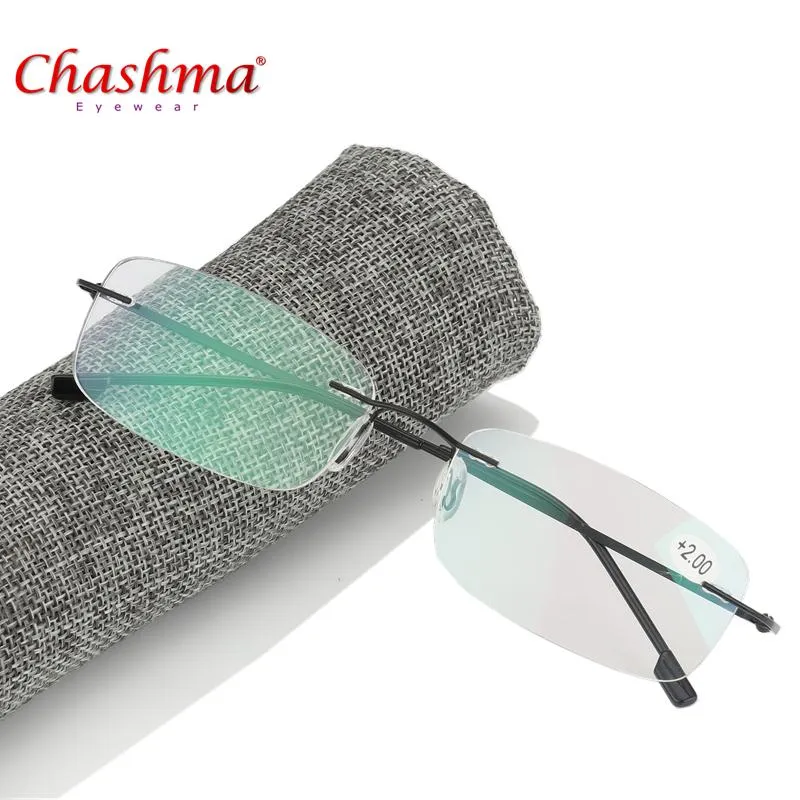 Super Light Folding Flexible Memory Titanium Rimless Reading Glasses Oculos de Grau1 0 1 5 2 0 2 5 3 0 3 5 Solglasögon221a