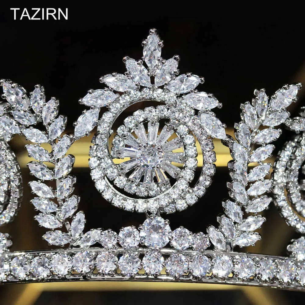 Queen Crowns Zirconia Tiaras Crystal Woman 2021 Princess Diadem для конкурса партии свадебные аксессуары X0625