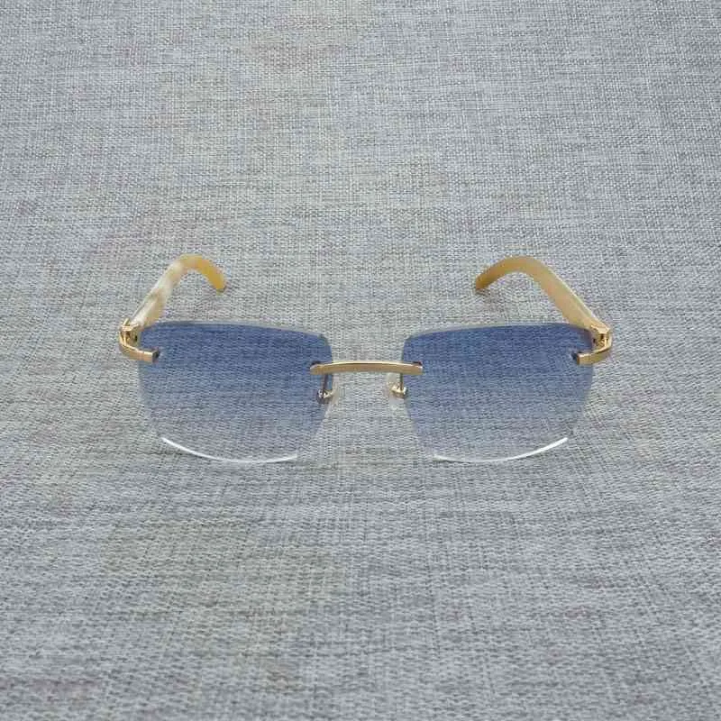 2024 fashion Men's Luxury Designer Women's Sunglasses Natural Wood Men Black Buffalo Horn Rimless Eyeglasses Women Accessorie Metal Frame Oculos Square Gafas Club