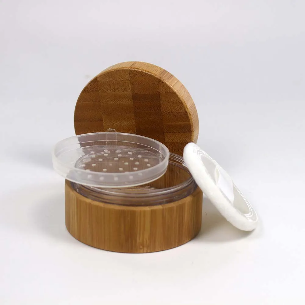 Poudre en vrac en bambou avec tamis vide DIY Cosmétique Compact Grilles Trucs Voyage Maquillage Emballage Récipient Pot