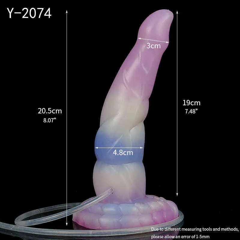 NXY Dildos Anal Toys New Spray Simulation Penis Liquid Silicone Jellyfish False Female Masturbation Stick Fun Toy 0225