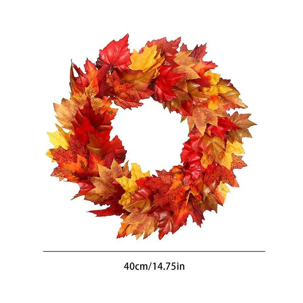 Simulation citrouille Berry feuille d'érable couronne porte décorative suspendue festival de récolte automne couleur feuilles d'érable couronne décor à la maison Y0901