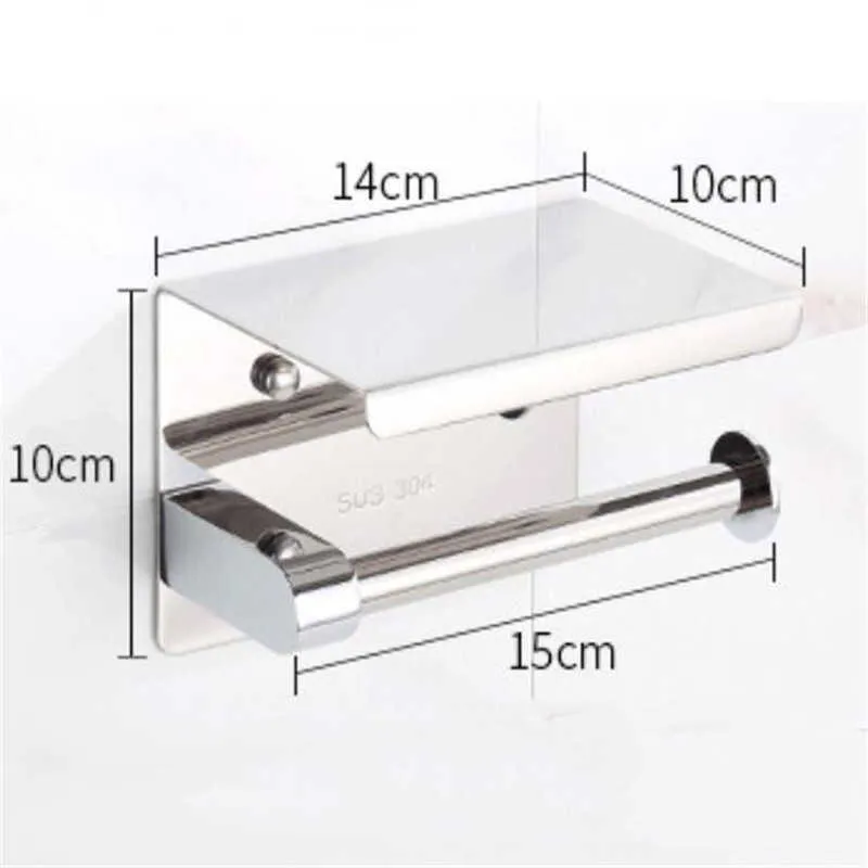 Rollo de papel de cocina autoadhesivo montaje en pared soporte de inodoro de acero inoxidable accesorios para toallas de baño soportes de estante 210720