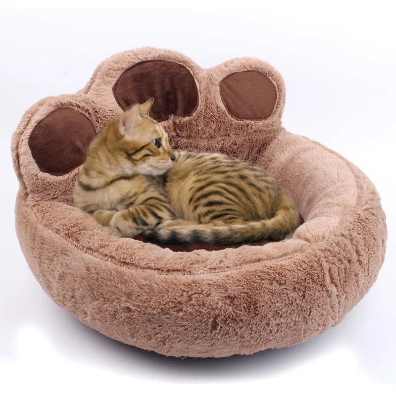 Mignon ours patte conception chat canapés-lits doux velours nid pour animaux de compagnie chaud maison de couchage lit pour petits chats animaux de compagnie