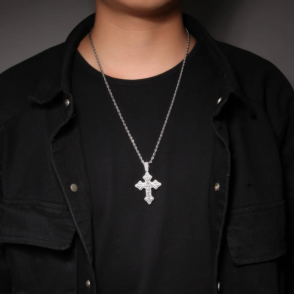 Vintage Cross Necklace Fashion Mens Gold Necklace Hip Hop Iced Out Pendant Necklaces Jewelry