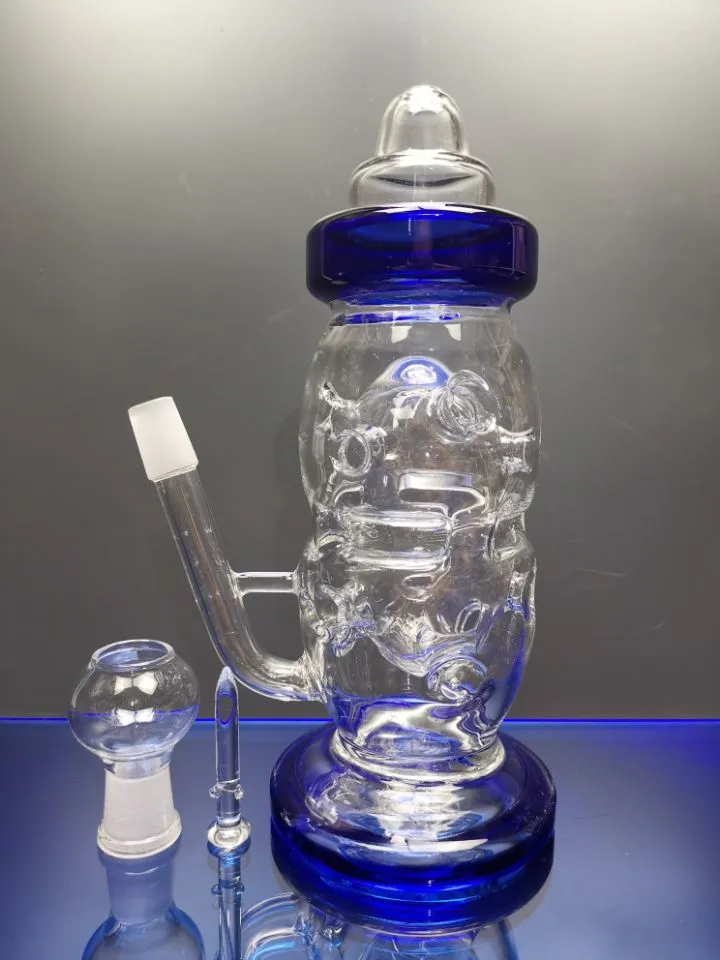 新しいBabybottle Bong Oil Rigs Water Pipe Recycle Recycle Recycle Recycle with Hollow Out Design 14.4mmの厚いガラスオイルバーナーZeusartshop