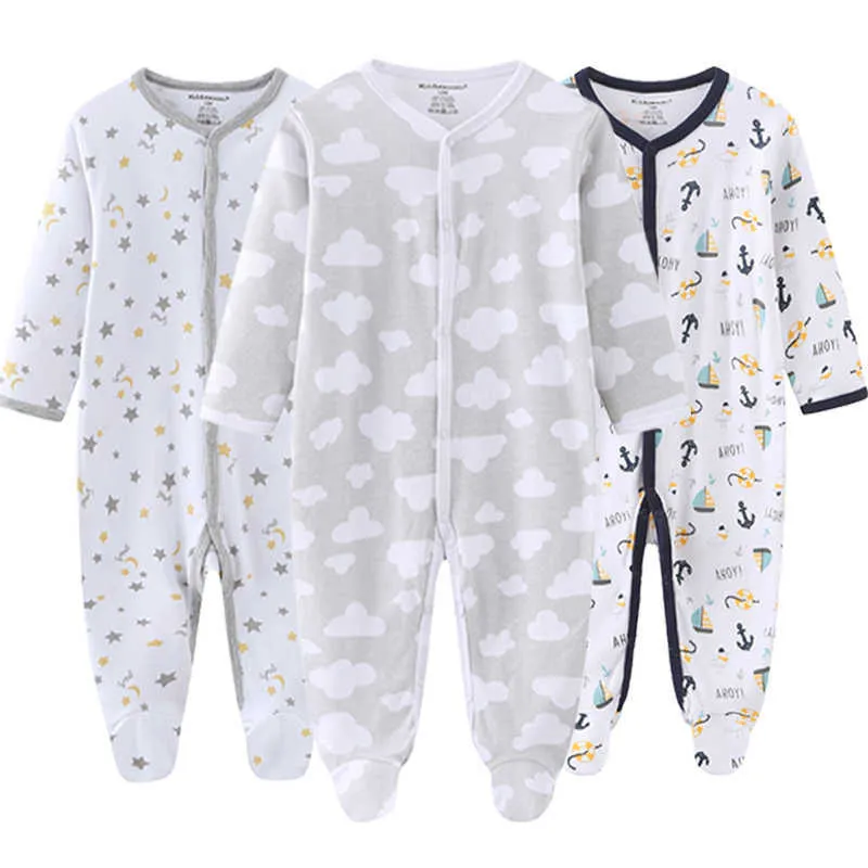 Pagliaccetto unisex bambini 2/3 pezzi Tute a maniche lunghe ragazzo nato Ragazza Primavera da 0 a 12 mesi Set di vestiti neonati 100% cotone 210816