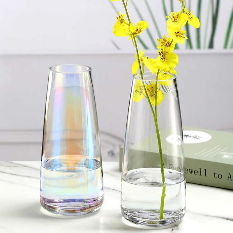 Aurora Vaso in vetro Decorazione da scrivania Composizione floreale trasparente Decorazione la casa Symphonic Simple Fresh Vase 210623