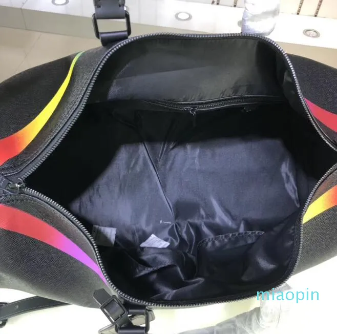 Classic Rainbow X Shape Large Travel Bag Pillow Duffle Bags Luggage Handbag Real Leather Capacity Women Men Sport Shoulder Crossbo2777