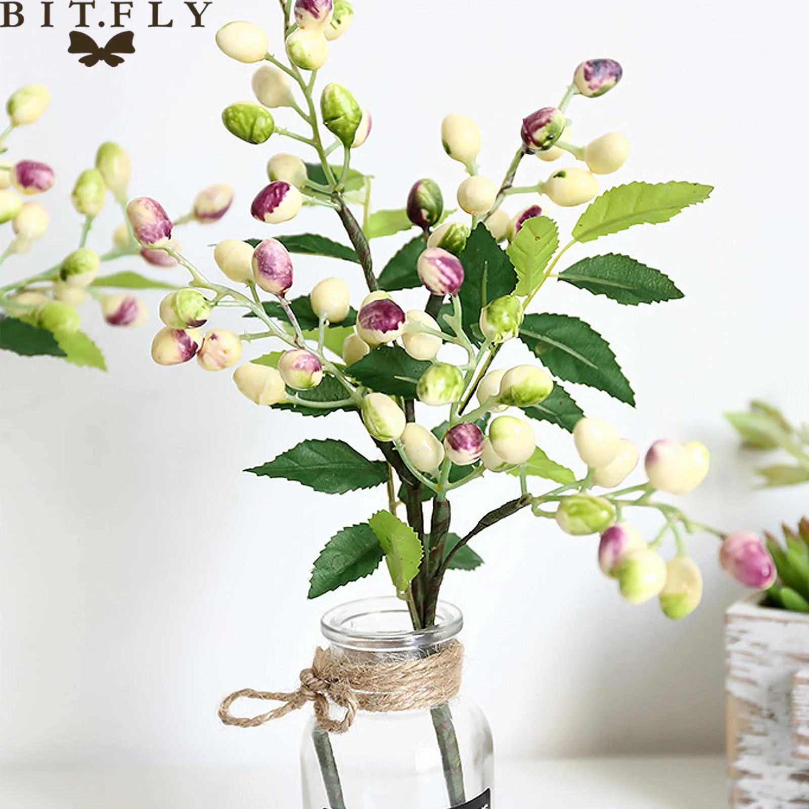 Künstliche Olive Bean Blume Äste Gefälschte Pflanzen Bouquet Für DIY Geburtstag Hochzeit Party Home Zimmer Kranz Dekoration Y0630