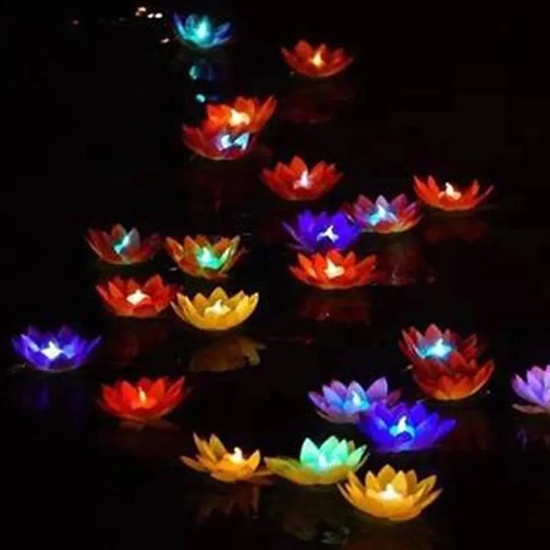 LED Desejando Luz Lotus Água Lágua Lâmpada Piscina Luz Luz Colorida Água Linda Lâmpada de vela para festival de festa de casamento