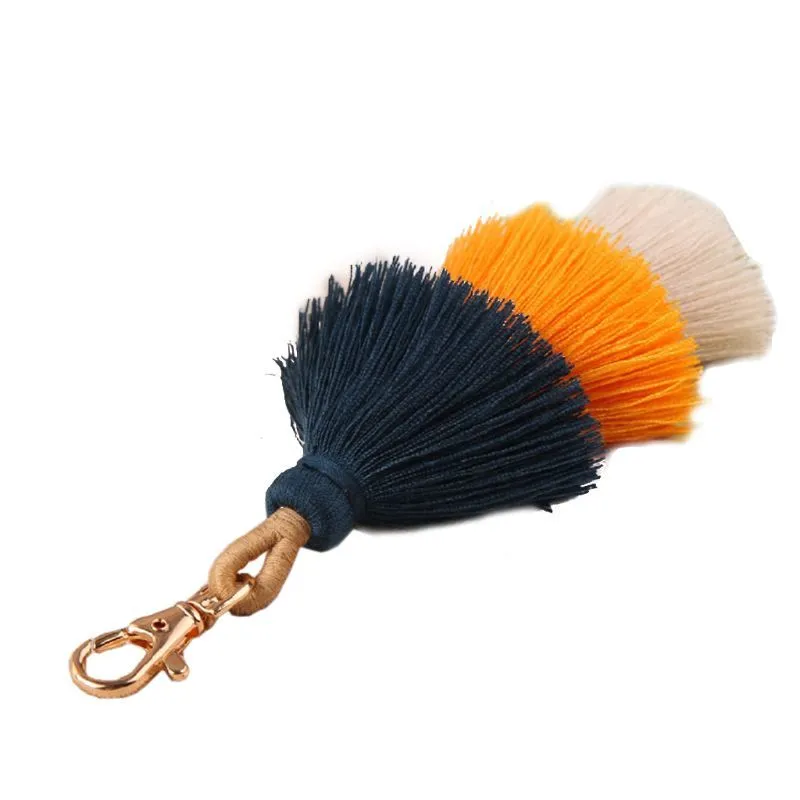 Ręcznie robione kobiety Kolorowe Boho Pom Tassel Bag Charm Key Chain Moda biżuteria