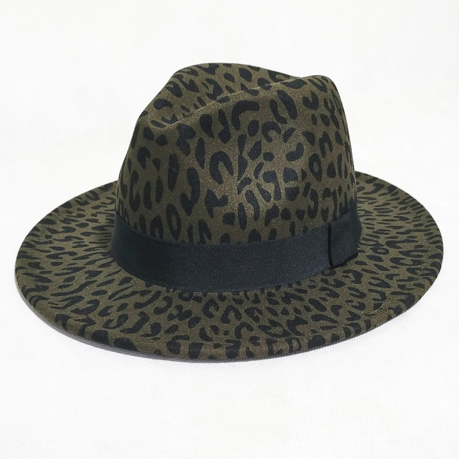 Faux Wolle Leopard Fedora Hüte für Frauen Männer Party Festival Mode Filz Jazz Hut Breite Krempe Panama Goth Top Vintage hochzeit Hut5950663