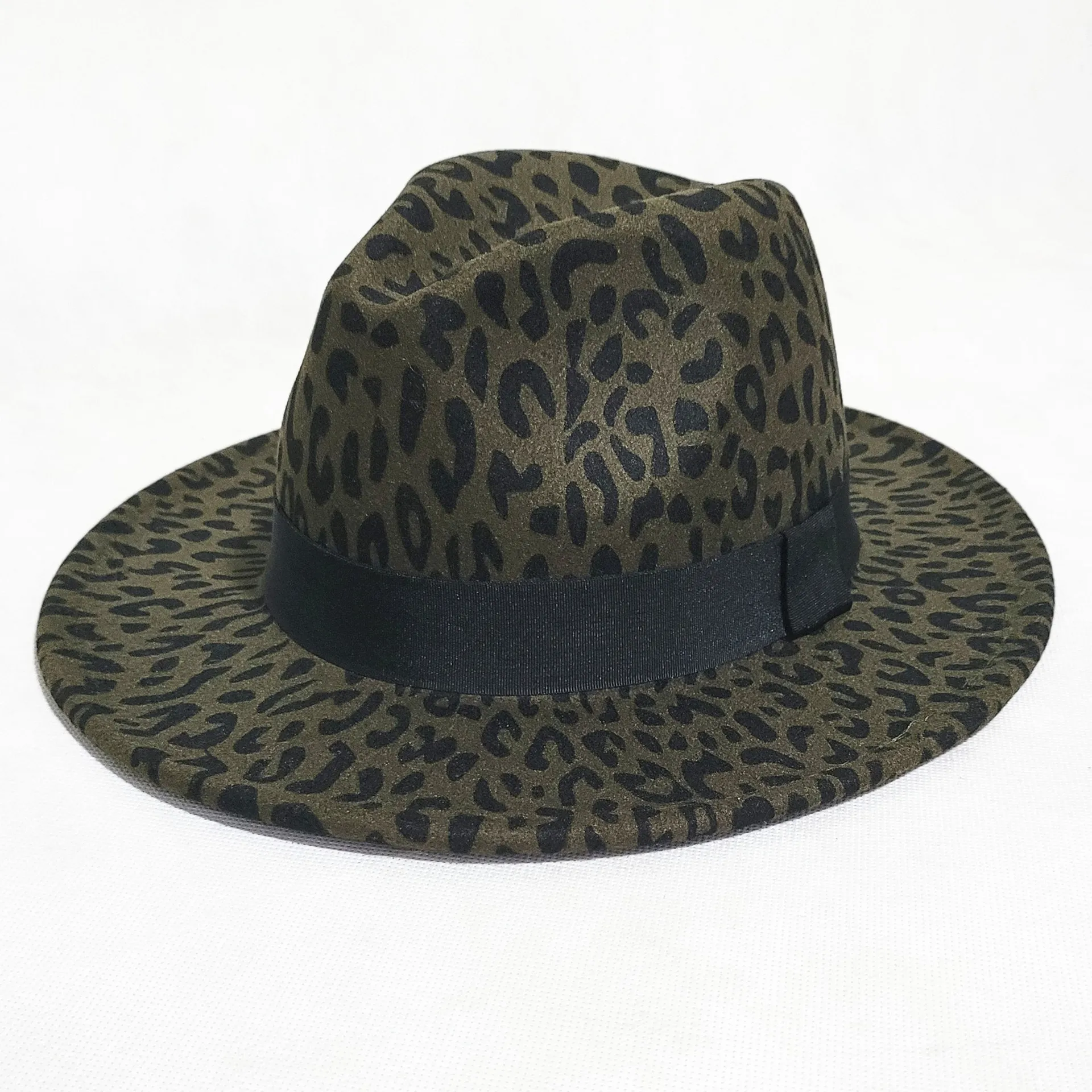 Faux Wool Leopard Fedora Hats for Women Men Party Festival Fashion Felt Jazz Hat Wide Brim Panama Goth Top Vintage Wedding Hat211r