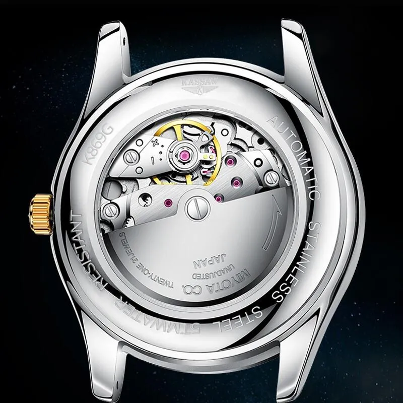 Schweiz Mechanical Watch Men handled safir kassaw vattentäta klockor manlig relogio maskulin armbandsur328y