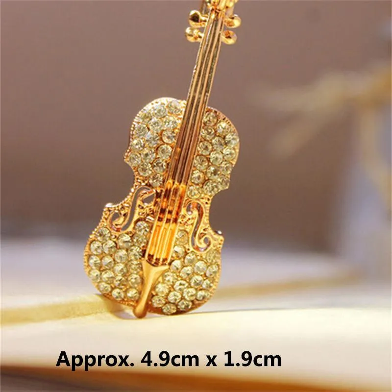 Pins, Broches Violino Musical para Mulheres Esmalte Aço Inoxidável Liga Brooch Pins Meninas Cachecol Camisola Clipes Distintivos Jóias