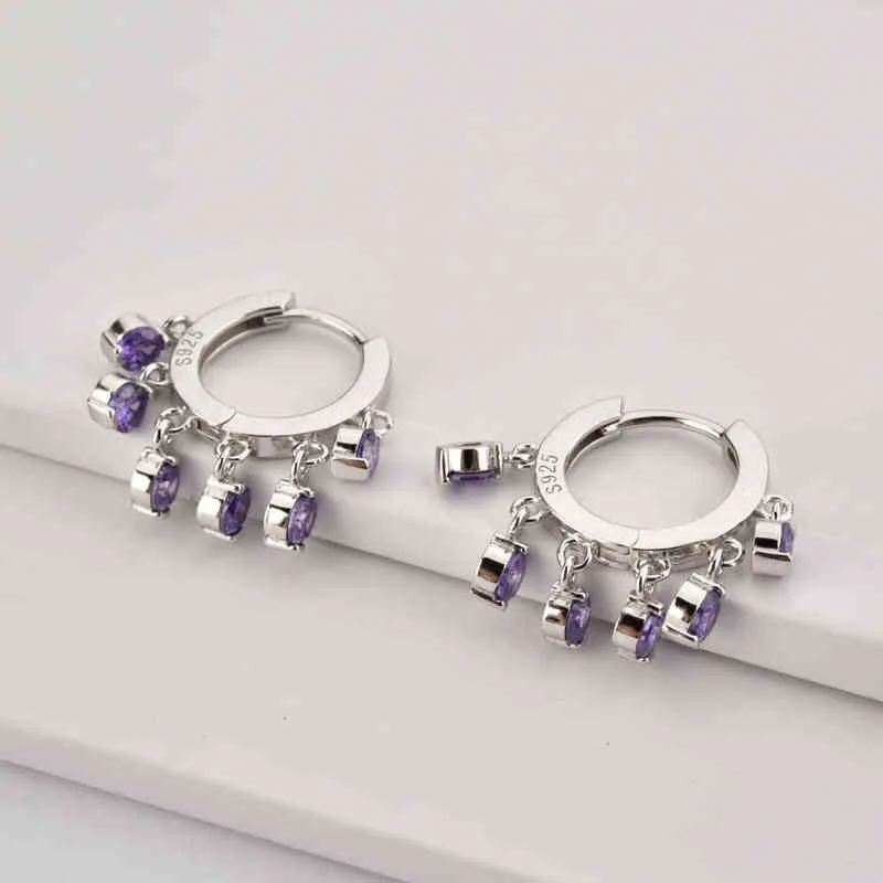 Andywen 925 Sterling Silver 3mm Zircon CZ Charms Dingle Drop Earring Rock Punk Fashion Fine Jewelry Piercing Ohrringe Jewel 2201084981613