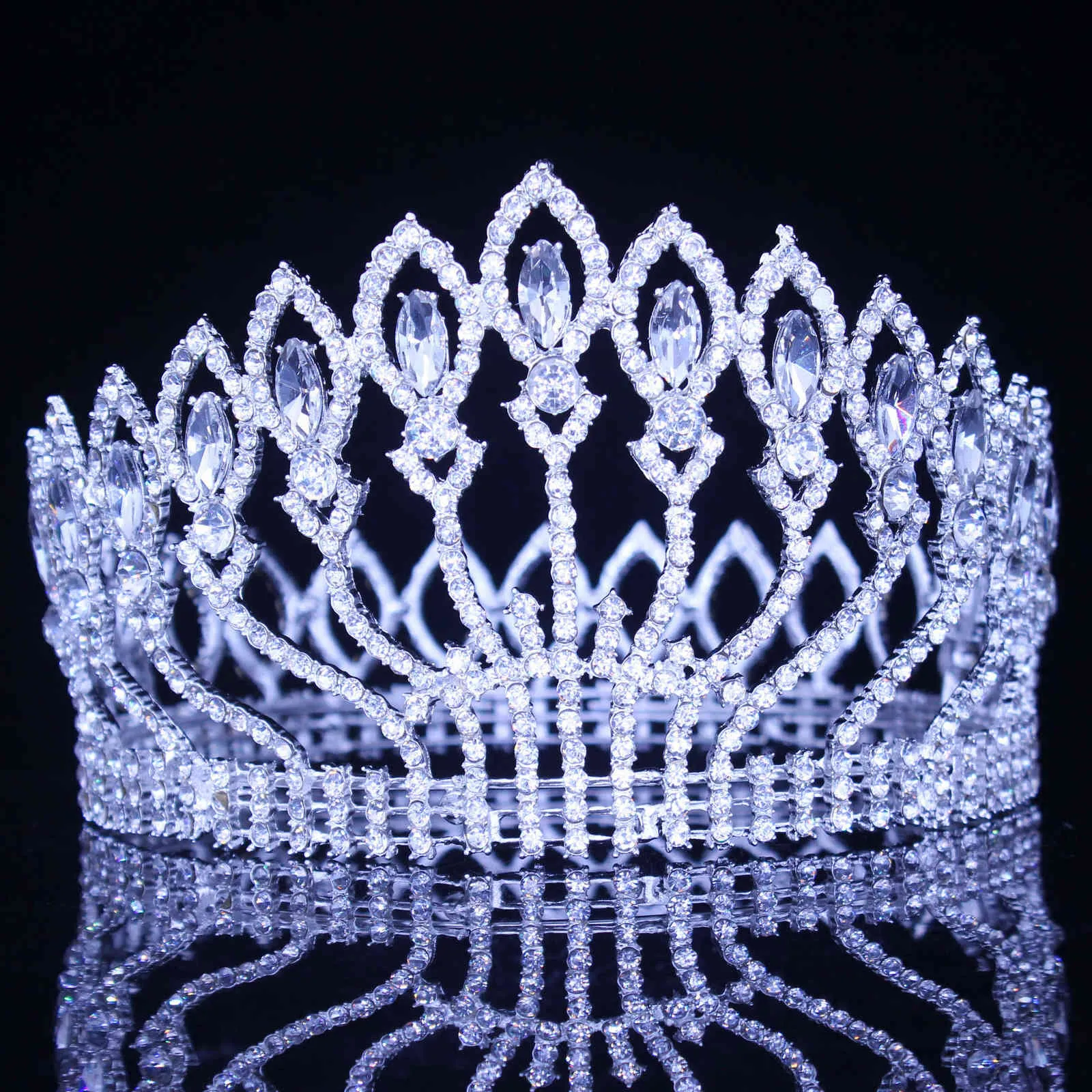 Kristall Königin Hochzeit Tiara Krone Braut Festzug Haarschmuck Barock Diadem Kopfschmuck Frauen Braut Kopf Schmuck Zubehör X0625