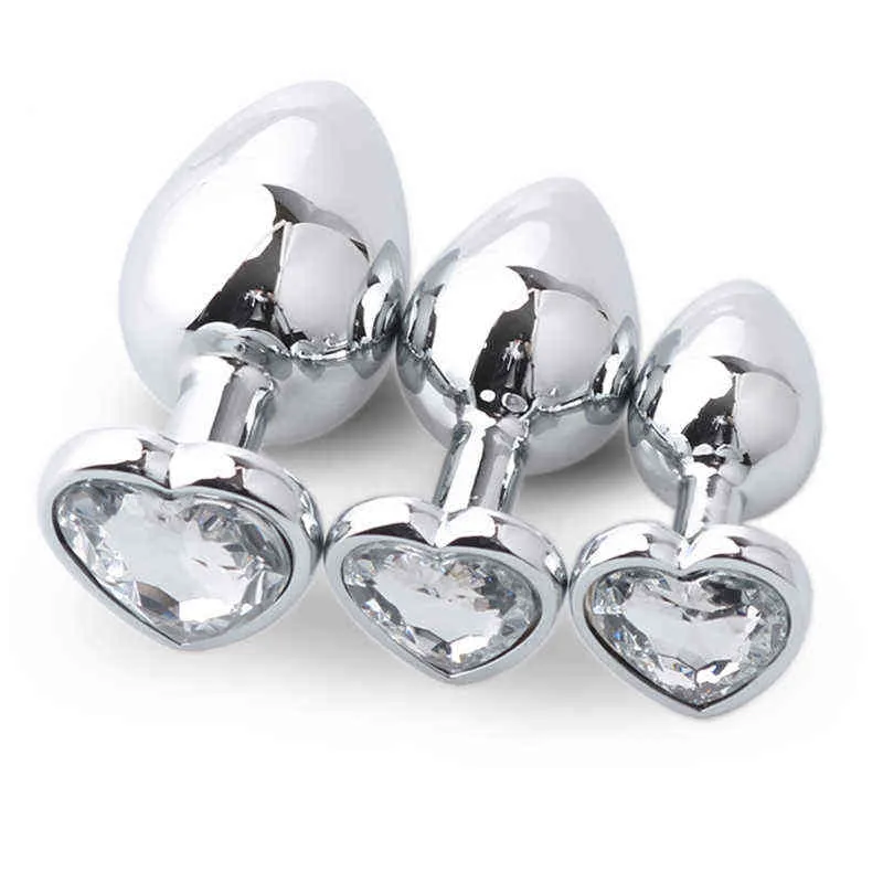 NXY jouets anaux 3 pièces/paquet métal godemichet anal coeur perles stimulateur acier inoxydable cristal bijoux lisse toucher adulte mâle sexe 1125