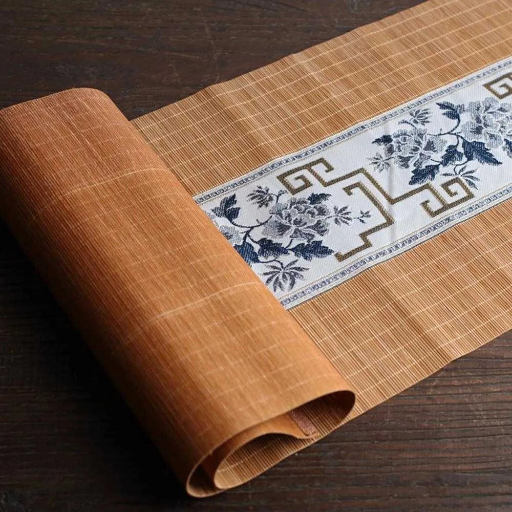 Tischläufer aus natürlichem Bambus, handgefertigt, Vintage-Stil, für Teetassen, Tischset, japanische Flagge, für Zuhause, Café, Restaurant, Dekoration, Untersetzer 210628250h