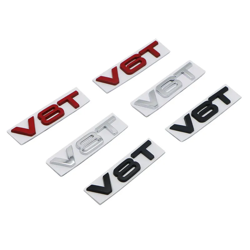 Estilo de carro 3d Metal V6T V8T Logo Metal emblema Decalques Decalques para Audi S3 S4 S5 S6 S7 S8 A2 A1 A5 A6 A3 A4 A7 Q3 Q5 Q7 TT206W