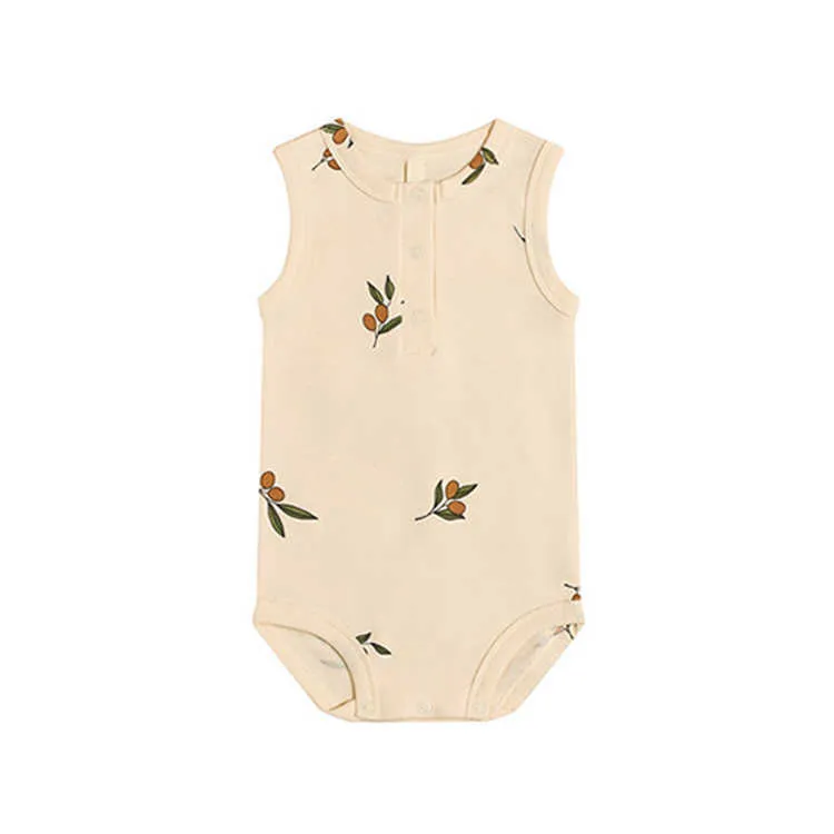 Urso líder bebê meninos meninas verão macacão moda estilo coreano infantil sem mangas bodysuits nascido bonito padrão outfit 0-2y 210708