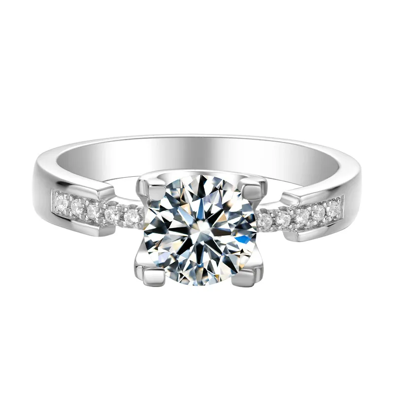 Oevas Real Moissanite 18k White Gold Color 100% 925 Sterling Wedding Pierścionek dla kobiet Party Party Biżuteria