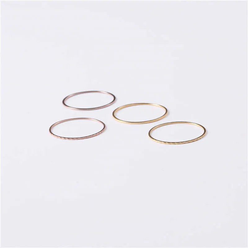 Thin 1mm Minimalism Promotion Titanium Steel Rose Gold Color Anti-allergy Smooth Wedding Ring Woman Man Fashion Jewelry X0715