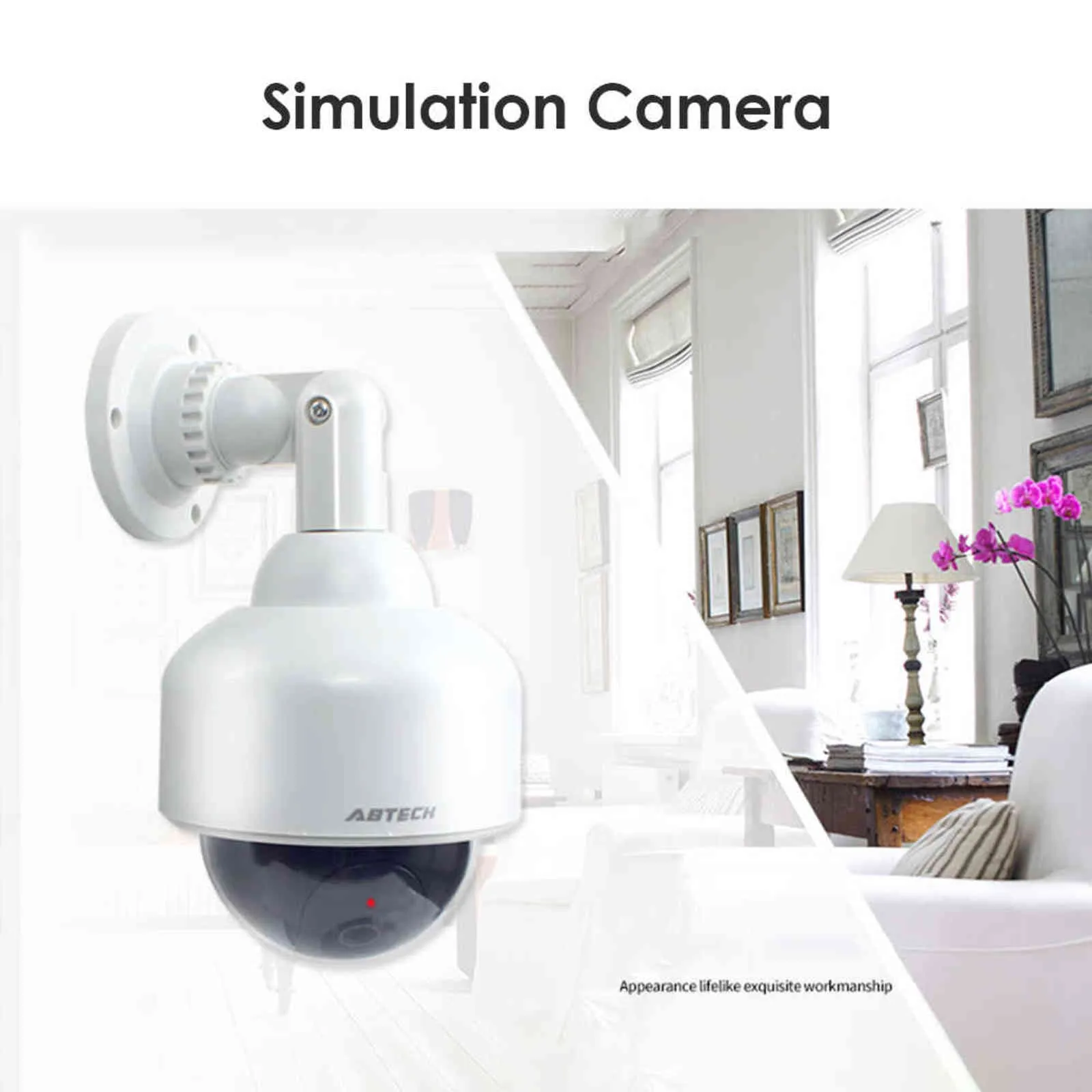 Palla rotonda Falso Dummy Camera Fotocamera a batteria a 360 gradi Rotabili Lampeggiante LED Survellance Surveillance CCTV Security Monitor H1117