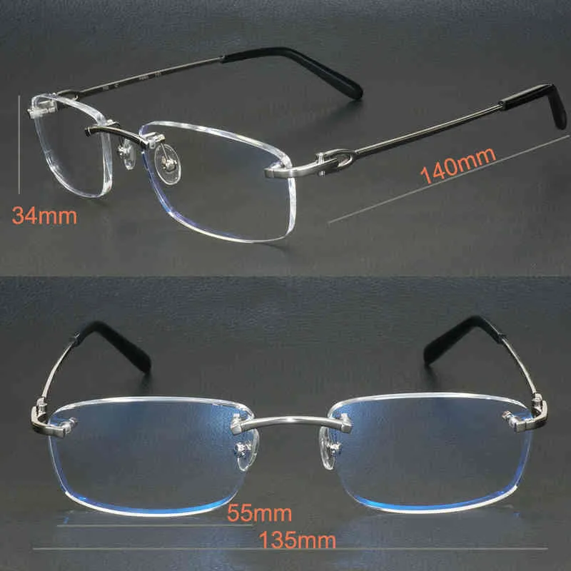 New 20% off luxury designer sunglasses Metal Square Clear Frames Men Women Rimless Glasses Optical Frame Spectacles Eyeglasses for Computer 9011