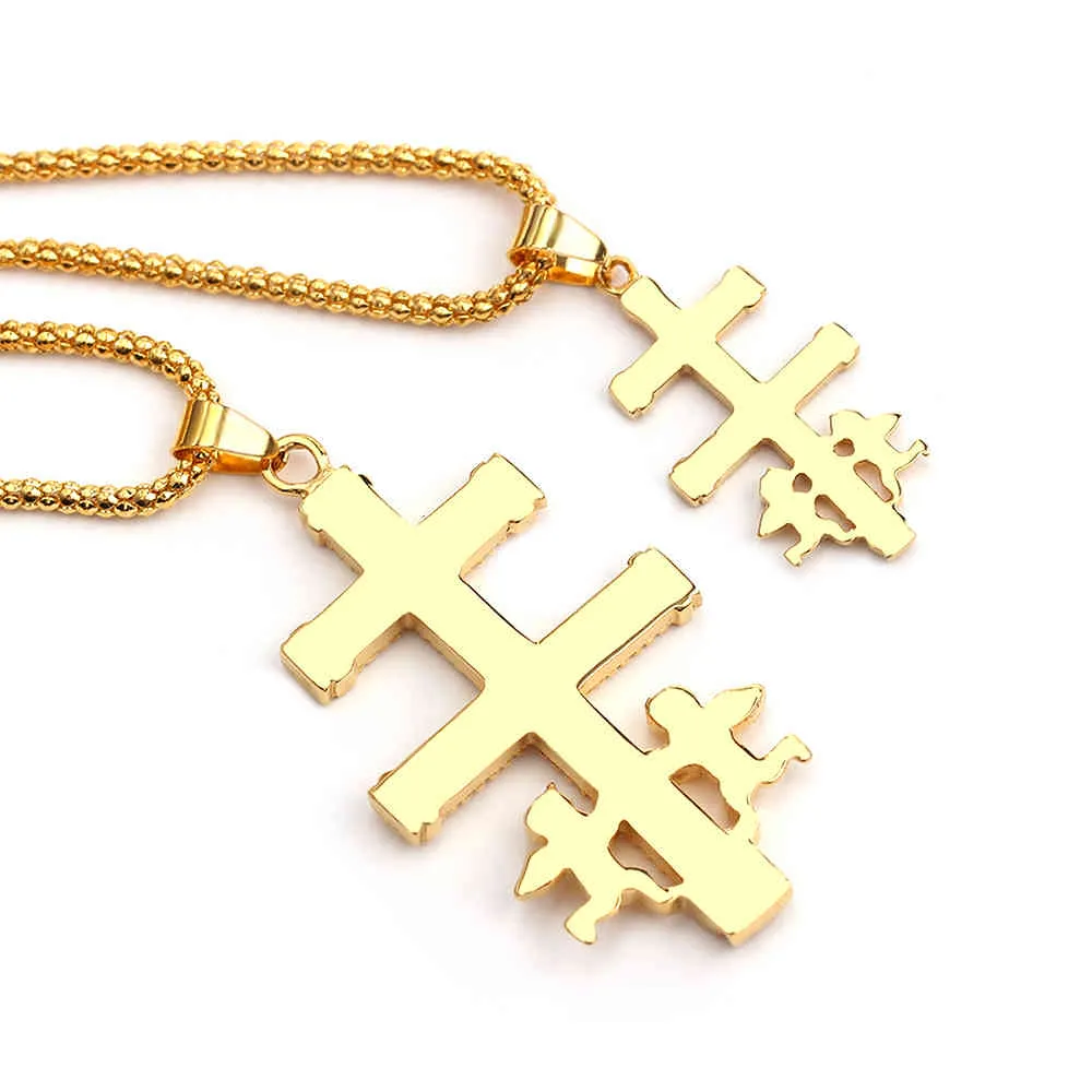 Designer halsband lyxiga smycken katolska karavaca korsfix ortodox ryssland korshänge med cherub ängel kristen