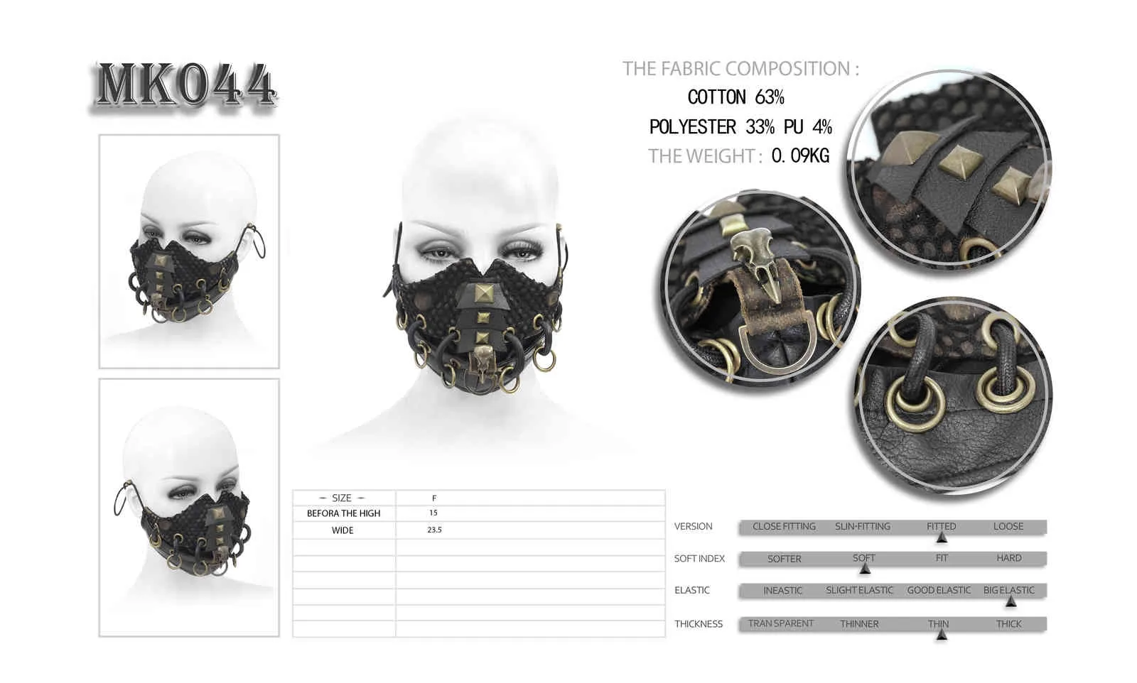 Diable mode femmes et hommes Steampunk Cool visage métal lourd Punk Halloween Cosplay réglable oreillette masque de fête