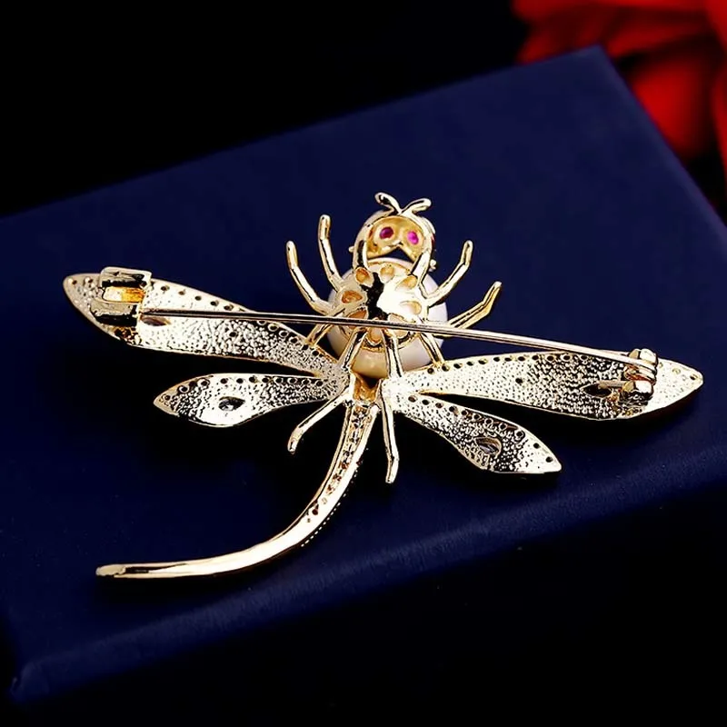 High Quality Insect Brooches For Woman Suit Coat Accessories Fashion Vintage Enamel Dragonfly Brooch Pin Jewelry Drop