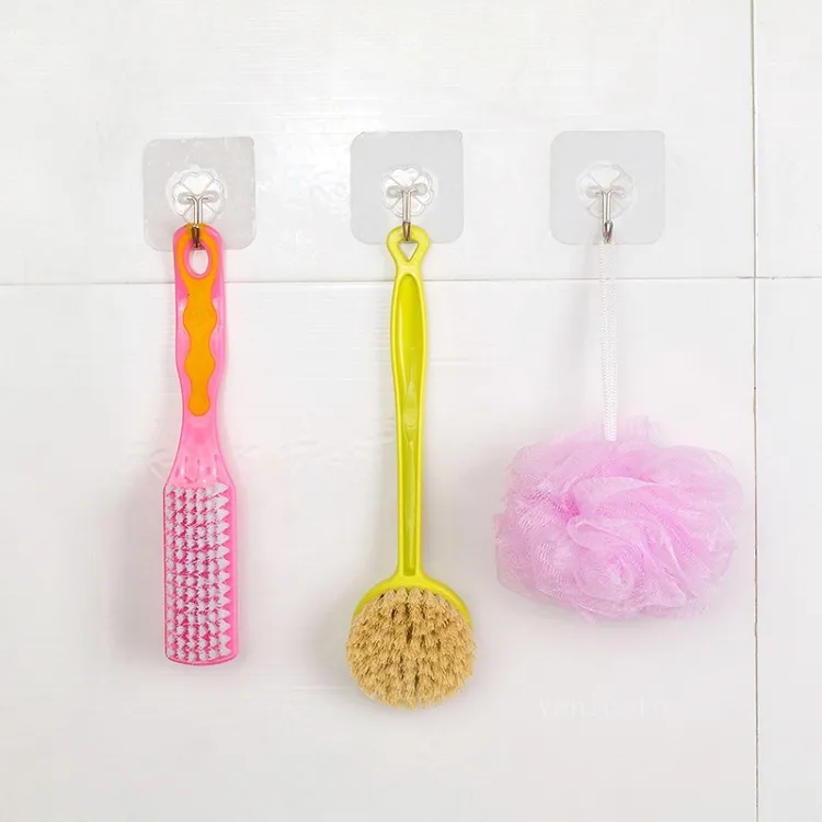 Bathroom Transparent Wall Hook Waterproof Oilproof Self Adhesive Hooks Reusable Seamless Kitchen Towel Hooks T2I52708