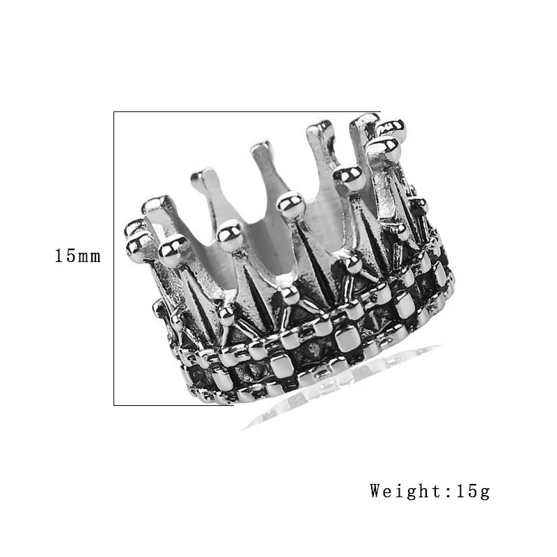 Mens Vintage Nobility King Crown Ring Silver Color 316L Stainless Steel Biker Rings Punk Fasion Jewelry Gift For Men Cluster260x