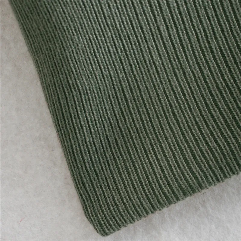 Зеленая короткая водолазка вязаный свитер Женщины открывающиеся слойки с длинным рукавом урожая женские теплые тунические ребра вязать топ 210519