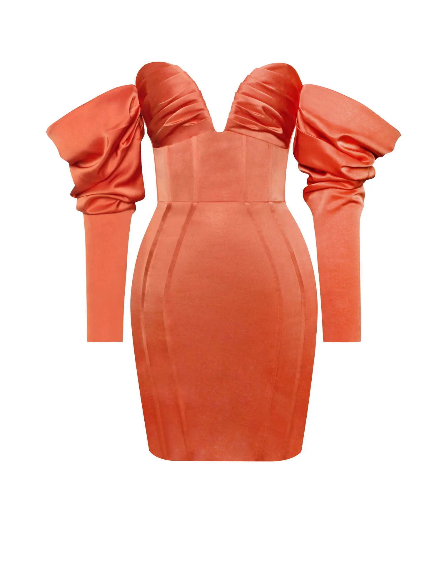 Orandade Orange Puff Sleeve Party Dress Arrival Sexy Bodycon Kobiety Letni Noc Klub Urodzinowy Stroje urodzinowe 210527