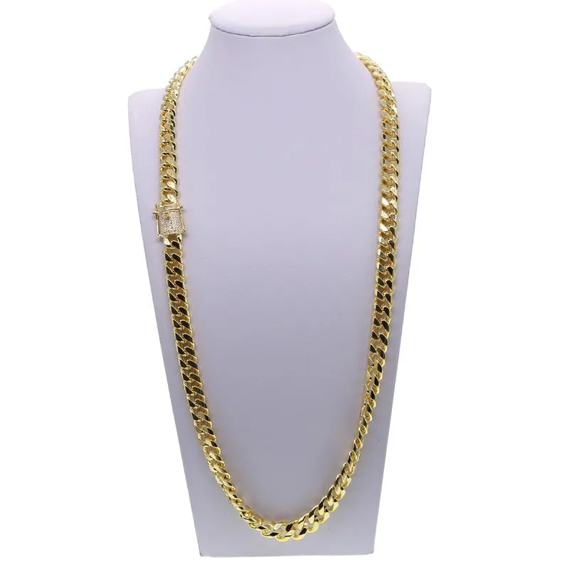 Pendant Necklaces Fashion Hip Hop Men Necklace Chain Gold Filled Curb Cuban Long Link Choker Male Female Collier Jewelry 61cm 71cm276T