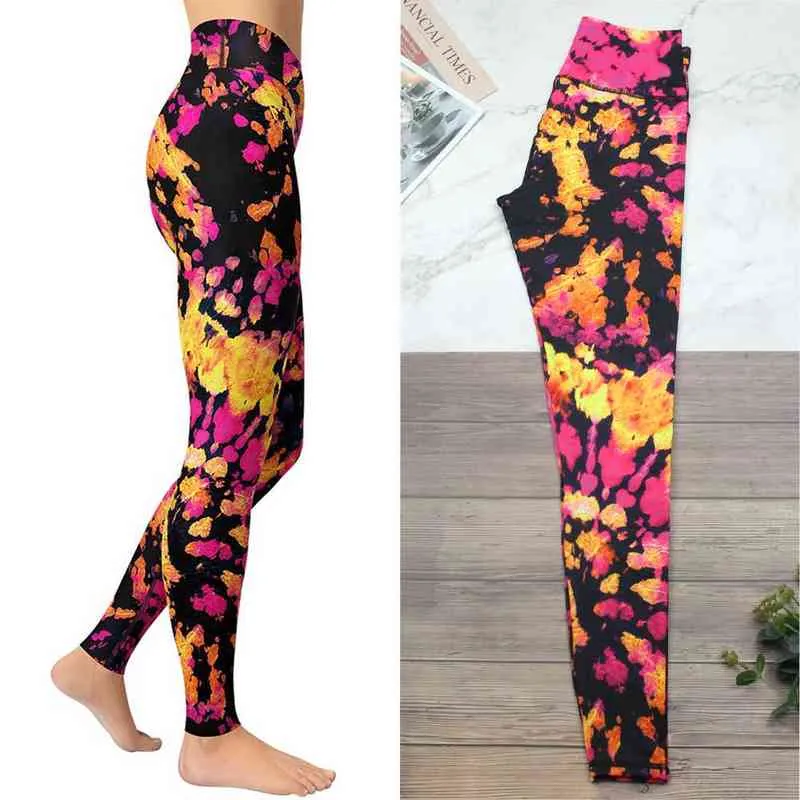 Kvinnor Leggings High Waist Byxor Kvinnlig träning Gym Kläder Tights Tryckt Sportkläder för Fitness Sexiga Tjejer Legging 211215