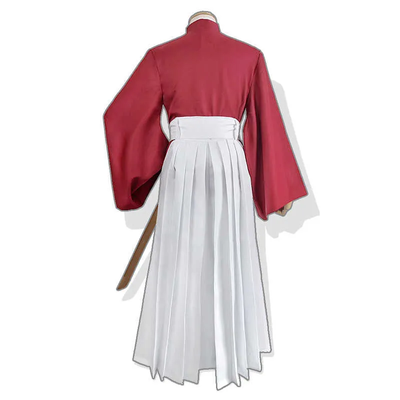 Himura Kenshin Cosplay Costume Rurouni Kenshin Cosplay Wig Men and Women In Kendo Suits Halloween Kimono Full Set0 (5)