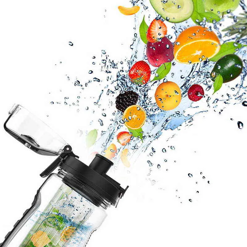 1L bouteille d'eau portable Tritan Drinkware bouteille fruits infuseur jus shaker voyage sport eau détox 211122