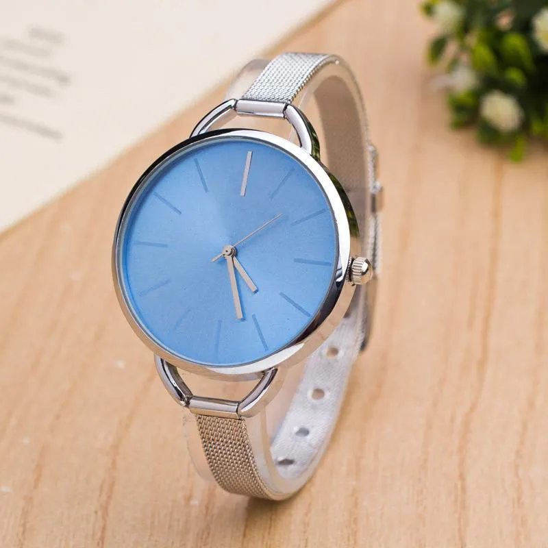 Top Brand Wrist Watch Women Girl Thin Steel Metal Band Quartz Clock C02282L