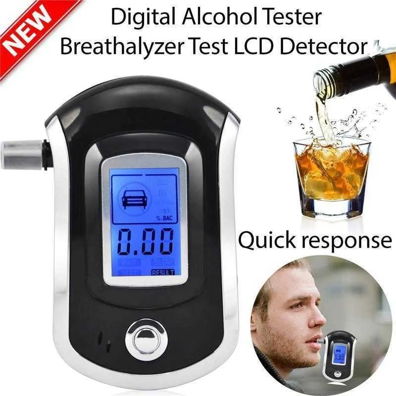 Professional Car Digital Breath Alcohol Tester Breathalyzer with Lcd Dispaly with 5 Mouthpieces for Police Car Alcohol Parking Breathalyser Car