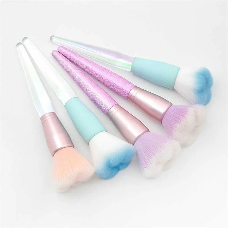 Personalized Large Fluffy Makeup Brush Acrylic Crystal Handle Cat-paw Head Cosmetic Tools For Face Powder And Blush