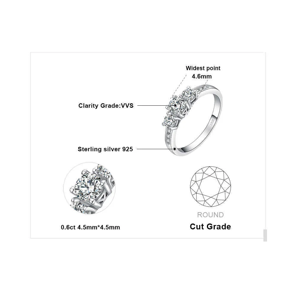 Jewelrypalace 3 Stone CZ Pierścionek zaręczynowy 925 Srebrne pierścienie dla kobiet rocznicowy pierścionki ślubne srebrne 925 biżuteria x07330e
